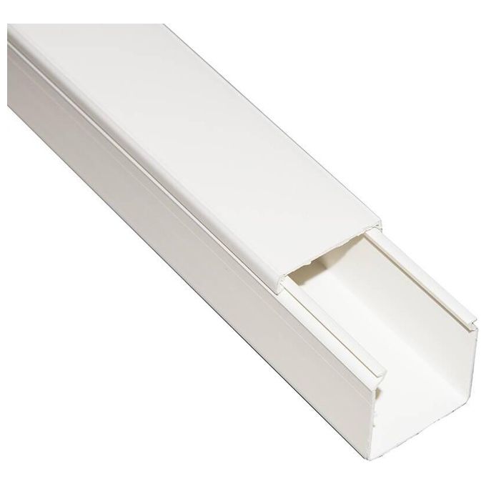 Link canalina passacavi adesiva in pvc mm 40x40 mt 2 con coperchio scorrevole bianco