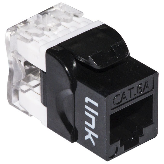 Link Presa Rete Keystone Jack Rj45 Categoria 6a Utp Nero 180° Contatti Dorati 50 Micron