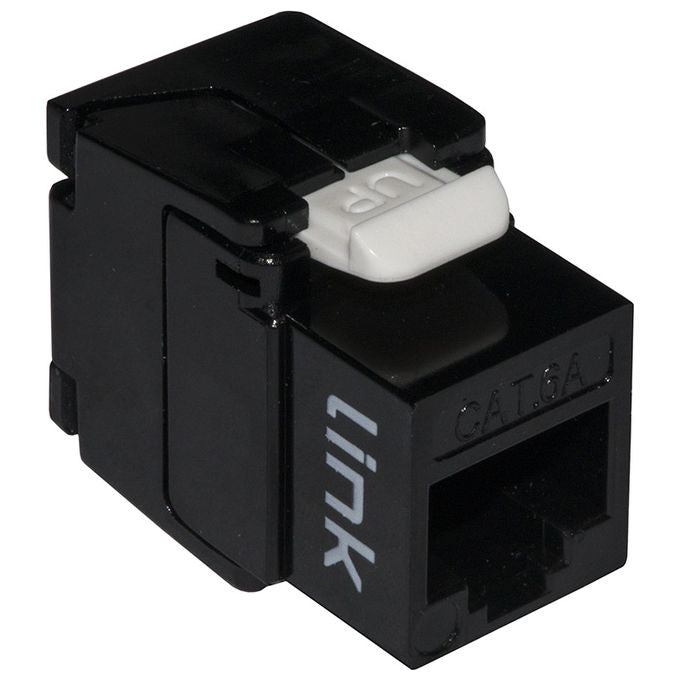 Link Presa Rete Keystone Jack Rj45 Categoria 6a Utp Tooless Nero 180° Contatti Dorati 50 Micron