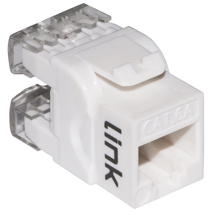 Link Presa Rete Keystone Jack Rj45 Categoria 6a Utp Bianco 180° Contatti Dorati 50 Micron