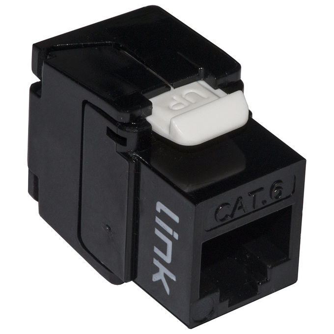 Link Presa Rete Keystone Jack Rj45 Categoria 6 Utp Tooless Nero 180° Contatti Dorati 50 Micron