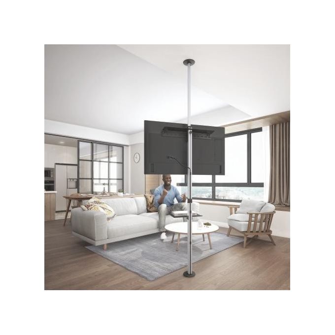 Link Asta Supporto per Tv Pavimento-Soffitto per Monitor 37''-70'' con Ripiano