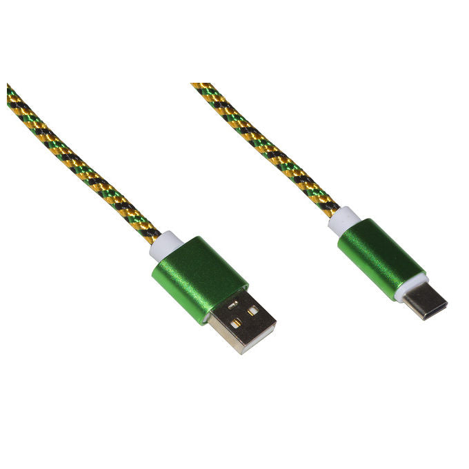 Link cavo usb tipo c mt 1 guaina intrecciata colore verde-oro fino a 2 ampere