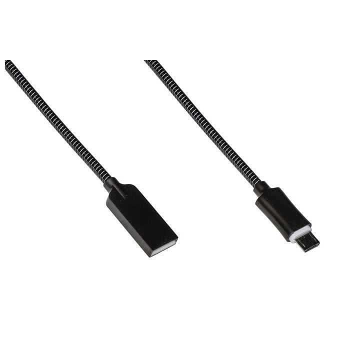 Link cavo micro usb mt 1 guaina zinco alluminio colore nero fino a 2 ampere connettore schermato