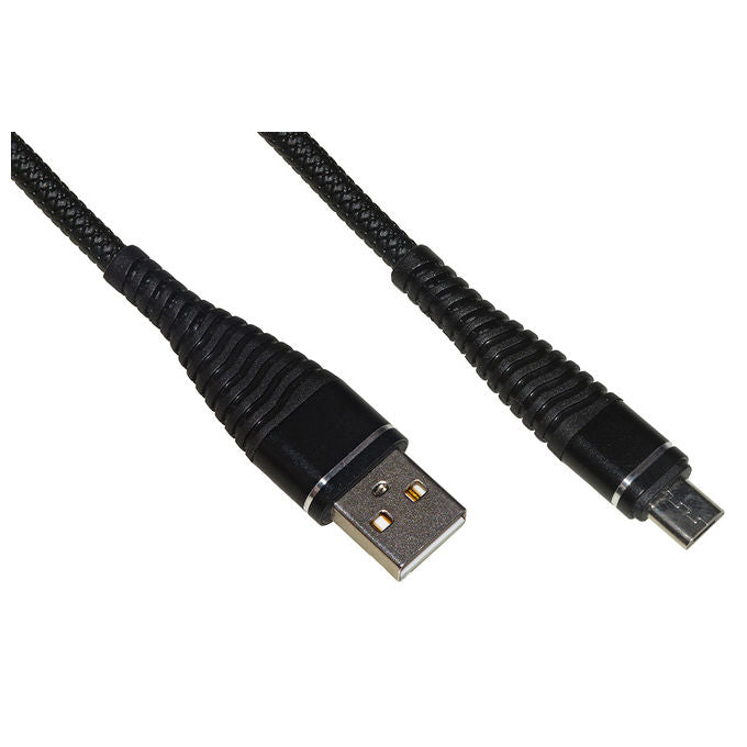Link Cavo Micro Usb 12mt Cavo a Spirale Nero con Protezione Flessibile sul Connettore