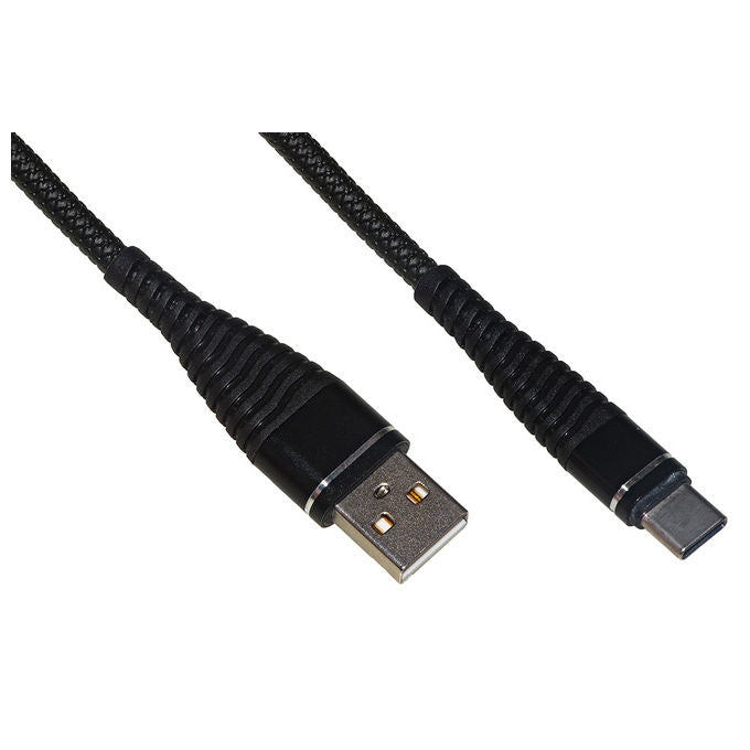 Link Cavo Usb Tipo C 12mt Cavo a Spirale Nero con Protezione Flessibile sul Connettore
