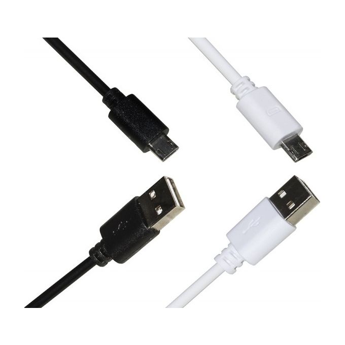 Link Kit 2 Cavi Usb Micro Usb con Connettori Reversibili 1mt Fino a 2 Ampere Bianco-Nero