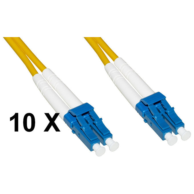 Link Confezione 10 Cavi Fibra Ottica LC a LC Singlemode Duplex Os2 Guaina 2mm 9-125 1mt