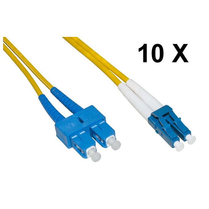 Link Confezione 10 Cavi Fibra Ottica LC a SC Singlemode Duplex Os2 Guaina 2mm 50-125 5mt