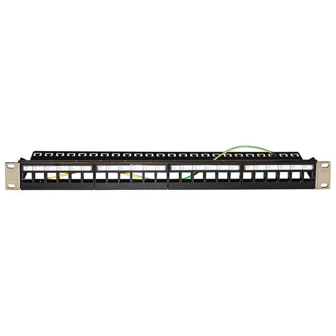 Link LKPV24SS Pannello Patch Vuoto in Metallo con Barra Supporto Posteriore per Connettori Schermati con Presa a Terra Viti Incluse