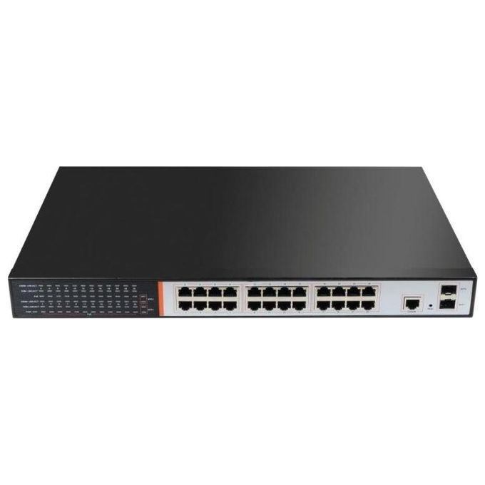 Link switch di rete 24 porte gigabit poe 300 watt + 2 porte sfp per fibra ottica