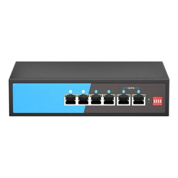 Link LKSPOE4G1 Switch di Rete Poe 60Watt Gigabit 10-100-1000 4 Porte Poee 2 Porte Uplink