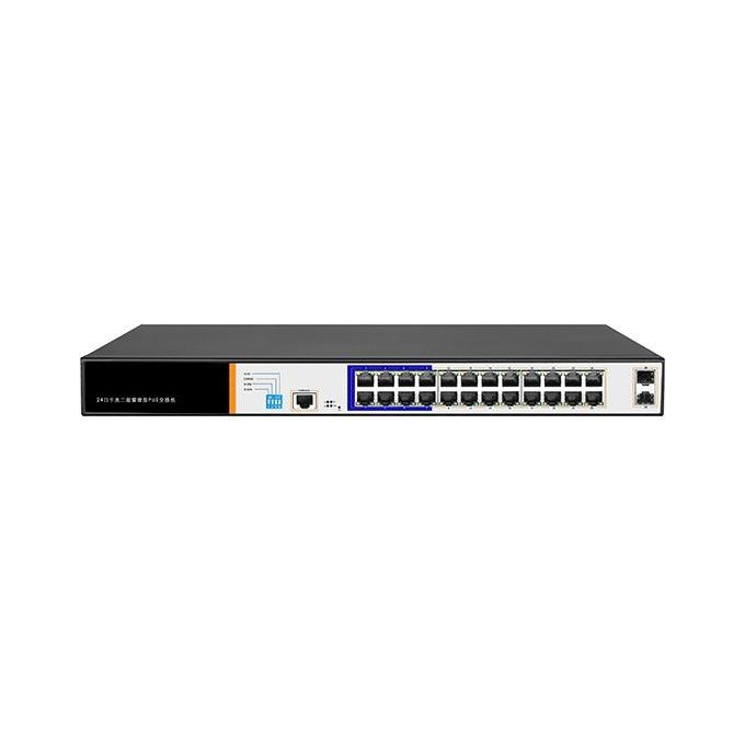 Link switch di rete 24 porte gigabit poe 300 watt + 2 porte sfp e una porta console rj45 layer 2