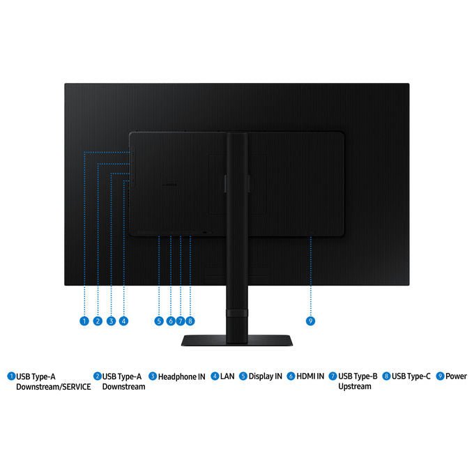 Samsung LS32D800UBUXEN S80UD Monitor PC 32'' 3840 x 2160 Pixel 4K UHD IPS HDR10 USB-C Hub KVM 90W colore Nero