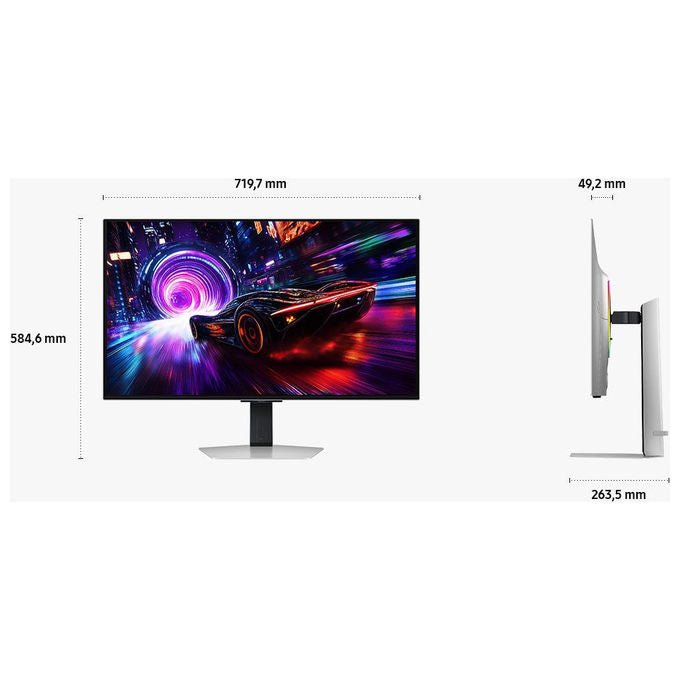 Samsung S32FG814SU Monitor 32'' 3840 x 2160 Pixel 4K Ultra HD OLED con AMD FreeSync e tempo di risposta 0,03 ms colore Argento