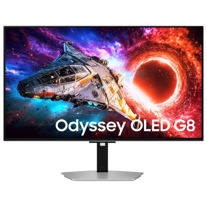 Samsung LS32HG800SUXEN Monitor Gaming UHD QD-OLED 32'' 3840x2160 Pixel OLED 240 Hz HDR10+ FreeSync Premium Pro colore Argento