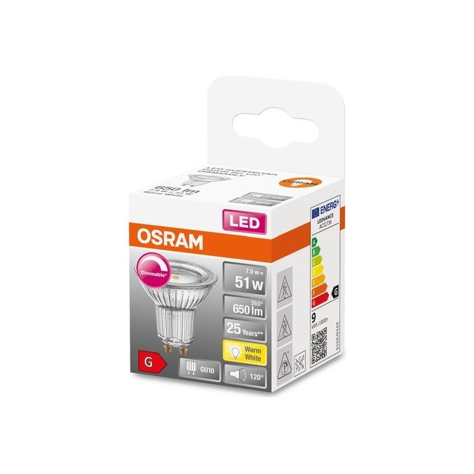 Osram Led Superstar Par16 Spot Led Attacco Gu10 Bianco Freddo 4000 K 8.30W