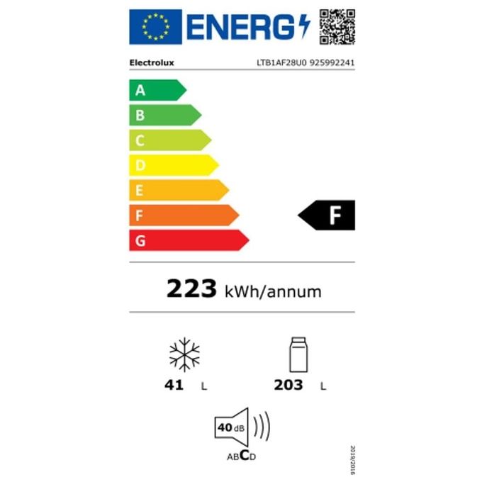 Electrolux LTB1AF28U0 Frigorifero Doppia Porta Capacita' 284 Litri Classe energetica F (A+) 161 cm Inox