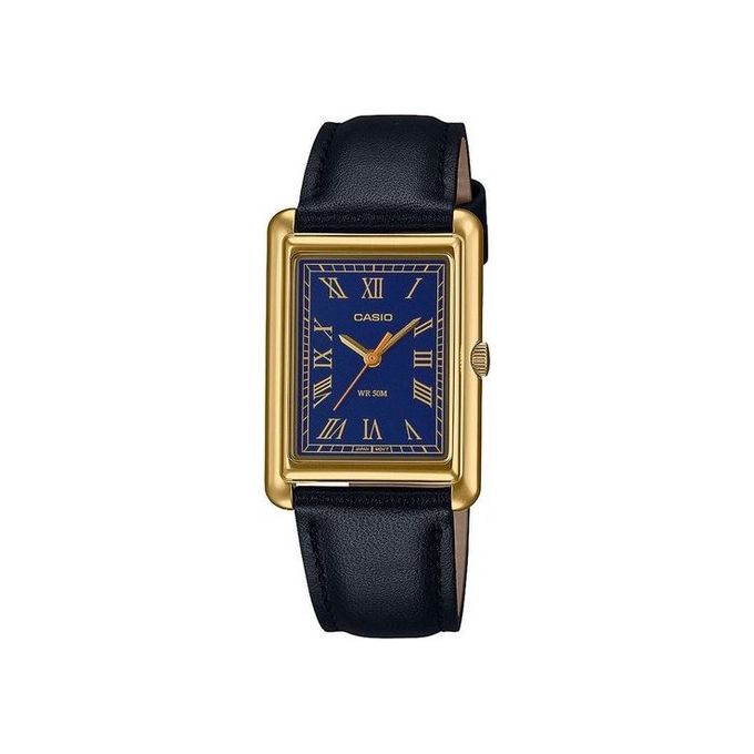 Casio orologio donna vintage rettangolare oro pelle nera quadrante blu LTP-B165GL-2BVEF