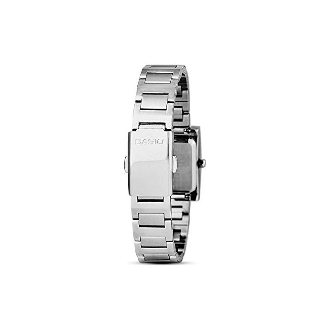Casio LTP-1234PD-7BEF Collection Orologio Analogico Donna Cassa Rettangolare in Ottone Cinturino Acciaio Inossidabile Quadrante Bianco Vetro Minerale Resistenza 30m colore Argento