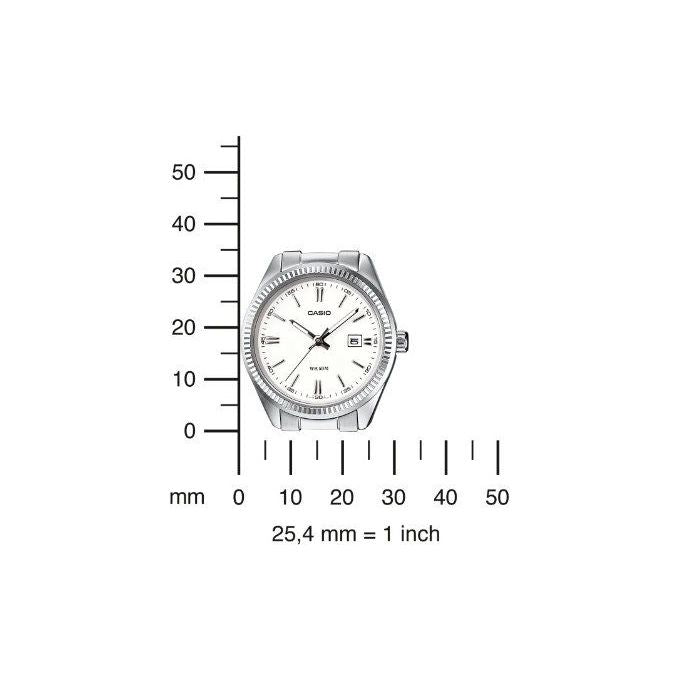 Casio Orologio da Polso Analogico con Date Display Vetro Minerale Bracciale in Acciaio con Chiusura di Sicurezza