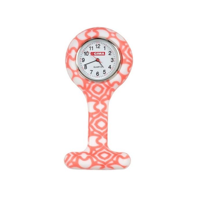 Orologio Per Infermieri - Rotondo - Fantasia Bianco-Rossa 1 pz.