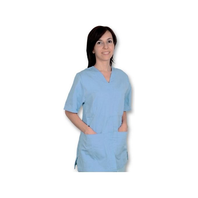 Casacca Con Bottoni-Cotone-Pol.-Unisex XXL Azzurra 1 pz.