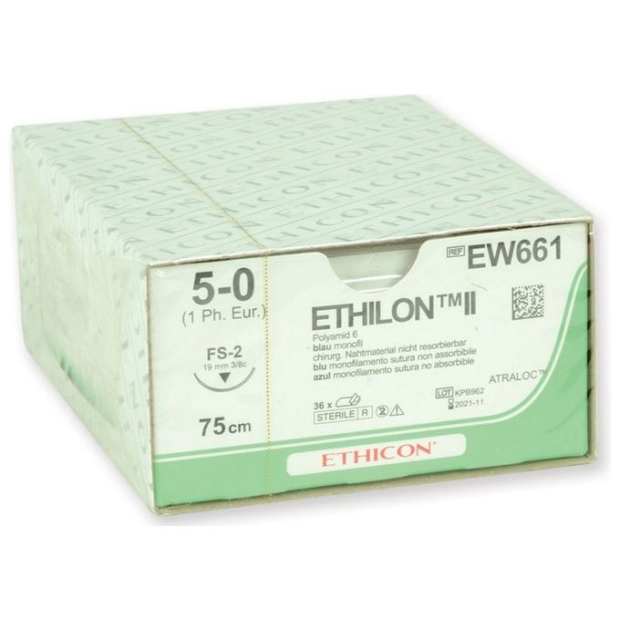Sutura Monofilamento Ethicon Ethilon - 5-0 Ago 19 Mm conf. 36 pz.