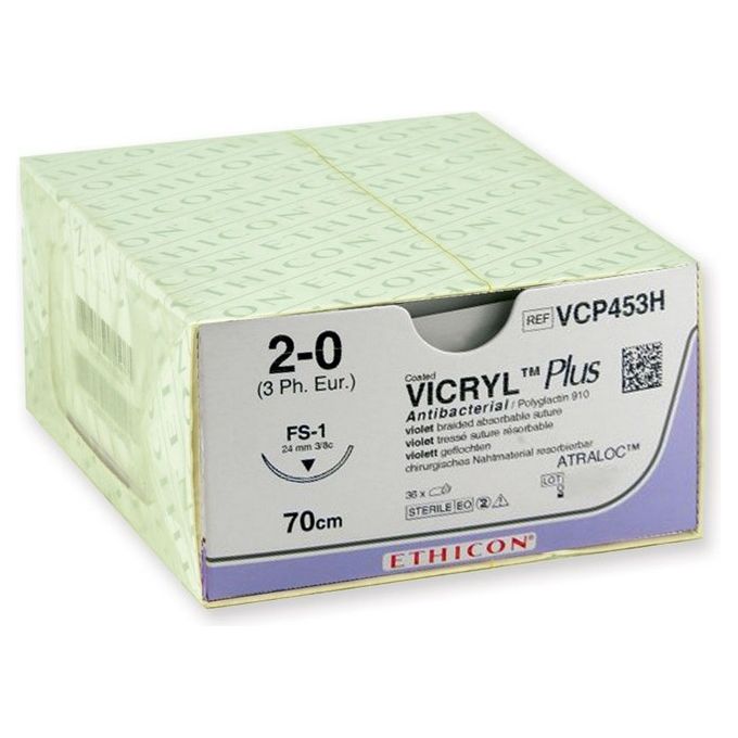 Sutura Assorbibile Ethicon Vicryl Plus - 2-0 Ago 24 Mm conf. 36 pz.