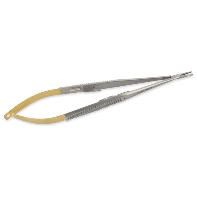 Porta Aghi Castroviejo C.T. Curvo - 21 Cm - Punte Zigrinate 1 pz.