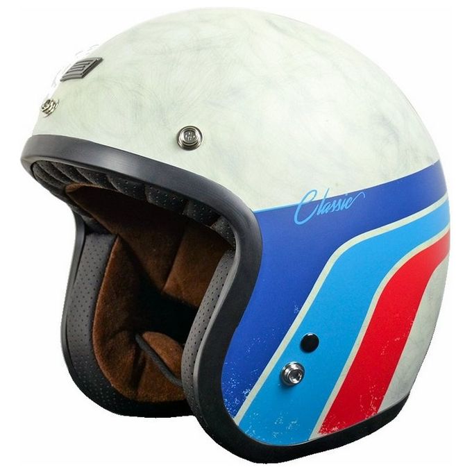 Origine Casco Jet 3 Bottoni PRIMO Classic Vintage Bianco-Blu-Azzurro-Rosso taglia XS