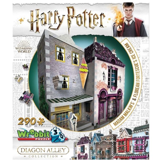 Wrebbit W3D-0510 - Harry Potter - Diagon Alley Madam MalkinS + Florean FortescueS Ice Cream (Puzzle 3D 290 Pz)