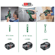 Bosch 0 603 9D6 004 martello perforatore SDS-plus batteria 4 Ah 2 J 2000 giri-min colore Nero Verde