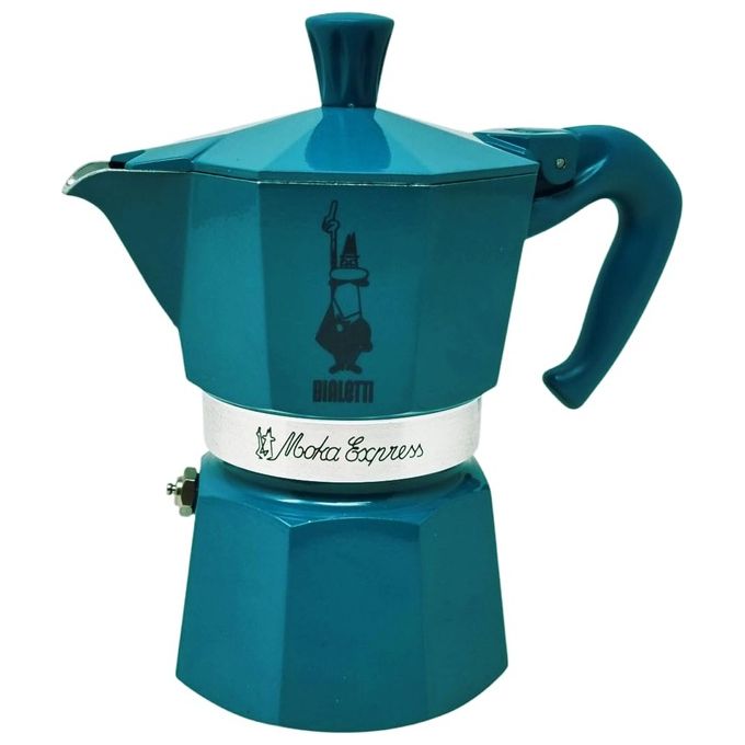 Bialetti Caffettiera Moka 3 Tazze Collezione Winter Wonderland Colore Turchese