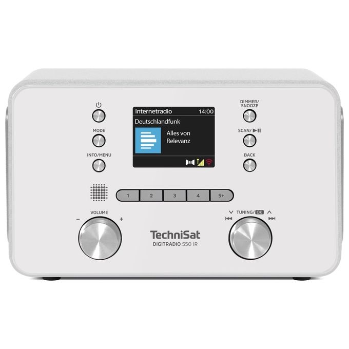 TechniSat 0001-3995 Digitradio 550 IR Radio Internet Personale con DAB+ FM Bluetooth Wi-Fi Display TFT 2,4'' Potenza 100 W colore Bianco