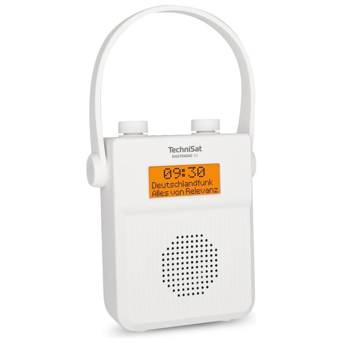 TechniSat DIGITRADIO 30 - V2 Radiolina Portatile con DAB+ FM Bluetooth 5.0 Display LCD Retroilluminato Arancione Batteria Ricaricabile 3000 mAh Fino a 15 Ore di Riproduzione colore Bianco