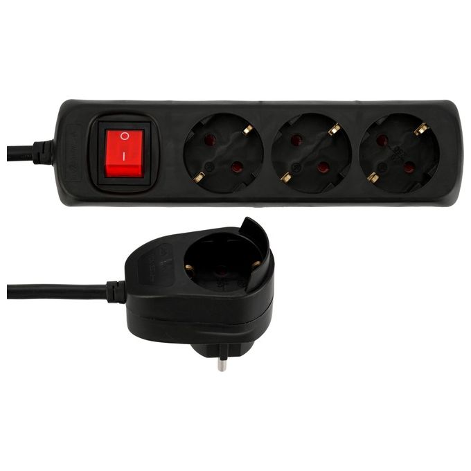 Rev Presa Multipla 3+1 Fach 5mt con Interruttore Nero