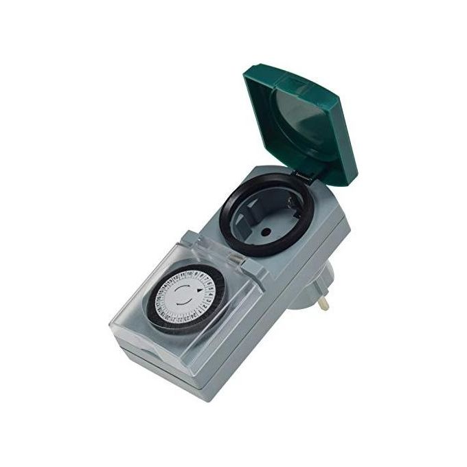 Rev Presa con Orologio Meccanico Tag IP44 Grigio-Verde