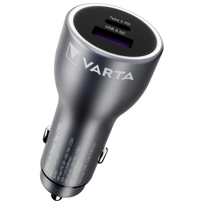 Varta Caricabatterie da Auto 45 Watt Output 1xUSB A - 1xUSB-C PD
