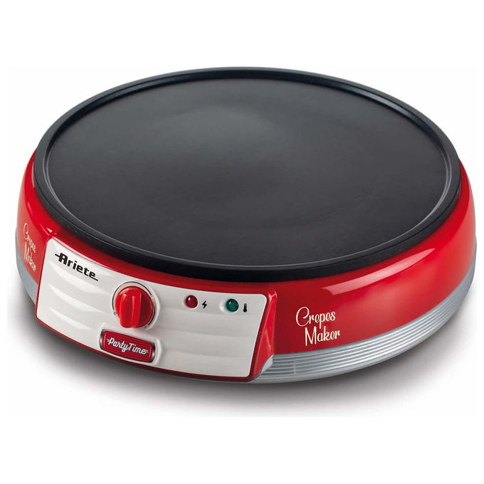 Ariete 00C020200AR0 Party Time Crepes Maker Piastra Elettrica Antiaderente 1000W con Accessori inclusi colore Rosso