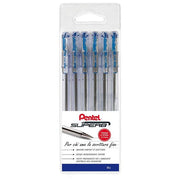 Pentel BK77 Superb Penna a sfera punta fine 0.7 mm fusto trasparente confezione 6 pezzi colore Blu