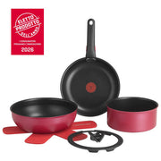 Lagostina 0102976000007 Ingenio Rubino Set padelle Antiaderente Manico rimovibile Induzione Gas 7 pezzi colore Nero Rosso