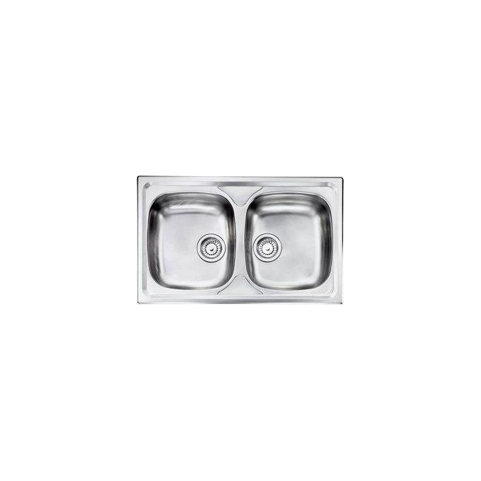 CM 010442XCSSX Serie Siros 3'' Lavello Acciaio Inox Satinato da Incasso 2 Vasche 79X50cm