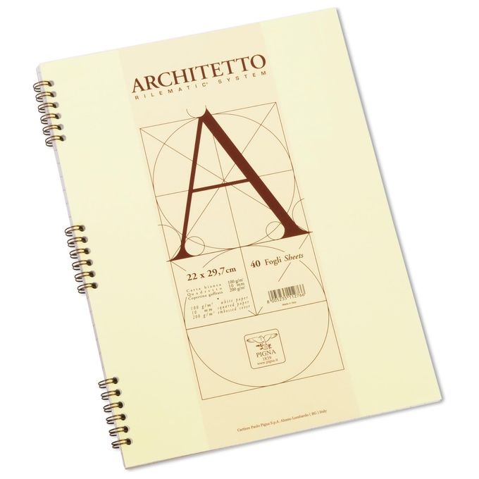 Pigna 0105442BI Architetto Blocco Spiralato A4 40 Fogli 100 gr Rigatura Bianco colore Beige
