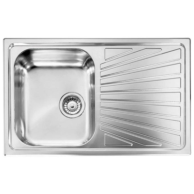 C.M. 011441 COMETA Lavello da Incasso 1 Vasca con Gocciolatoio Sinistro in Acciaio Inox Satinato (79x50x19 cm) colore Inox Satinato