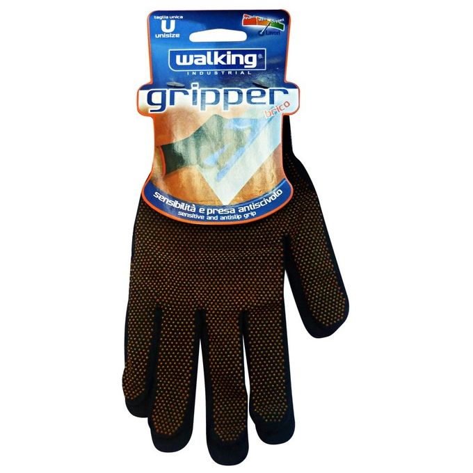 Walking Guanti da Lavoro Walking Gripper Work Nero e Marrone