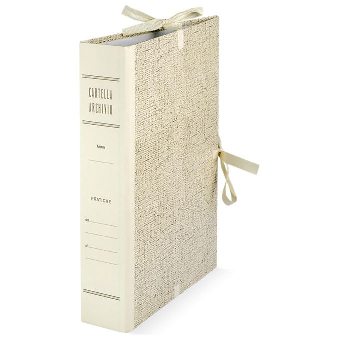 Brefiocart 02022028 Faldone Archivio con Legacci Cartone Rivestito Carta Litografata Effetto Juta 35x25 cm Dorso 8 cm colore Beige