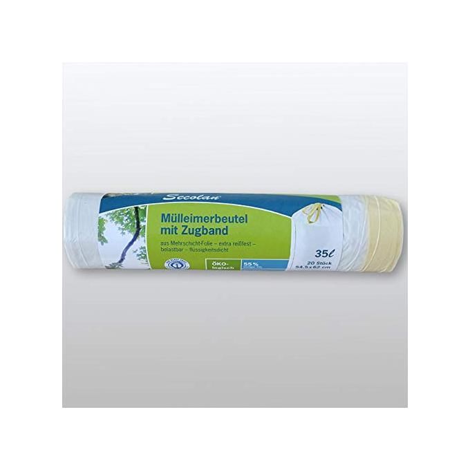 Secolan Sacchetti Pattumiera con Nastro 35 Litri Bianco 1x20