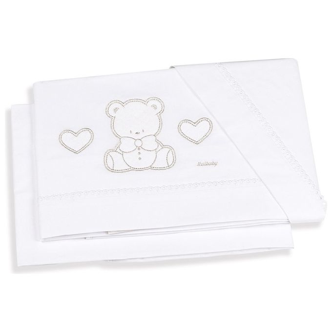 Italbaby Set Lenzuola Culla Tinta Unita 3 Pezzi Bianco