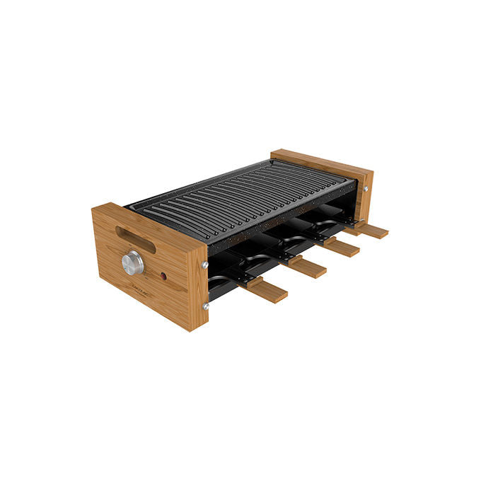 Cecotec 03090 CheeseandGrill 8200 Wood Raclette Grill 1200 W 8 Padelle Termostato Regolabile colore Legno